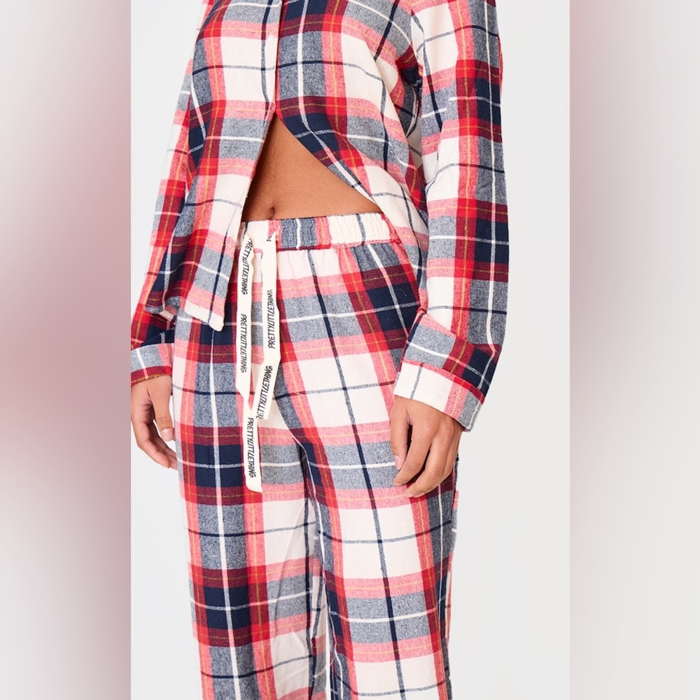 PrettyLittleThing Red and White Plaid PJ set
